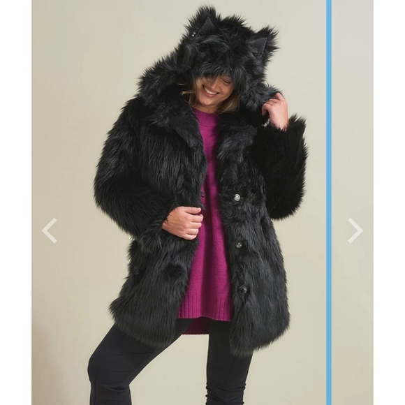 Spirithood - Black Wolf Faux Fur Jacket SZ L 🐺 - Picture 2 of 4